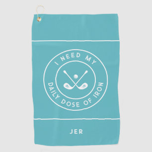 Teal Funny Golfer Iron Quote Personalized Modern Golf Towel