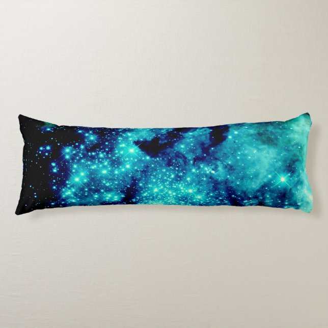 Teal Galaxy Body Pillow (Front)