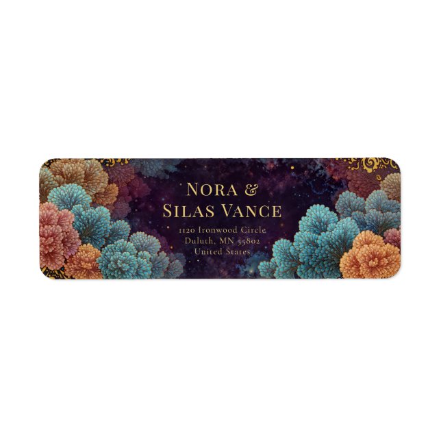 Teal Galaxy Coral Ornate Gold Frame (Devant)