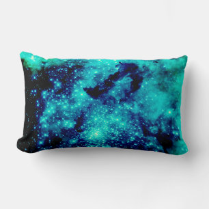 Teal Galaxy Lumbar Pillow