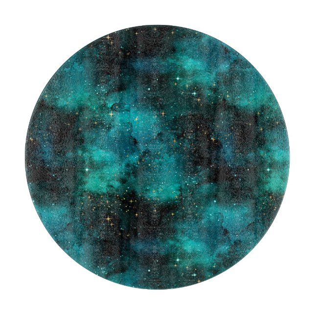 Teal Galaxy Series Design 1 Cutting Board (Front)