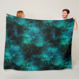 Teal Galaxy Series Design 1 Fleece Blanket