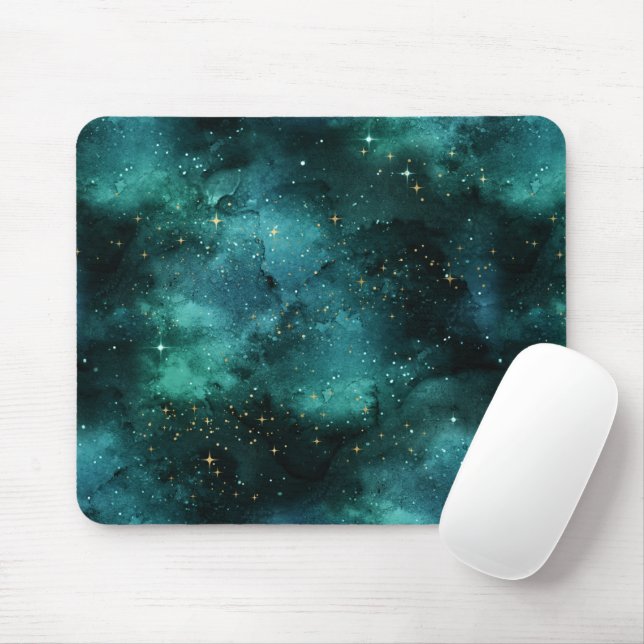 Teal Galaxy Series Design 1 Mouse Pad (With Mouse)