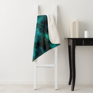 Teal Galaxy Series Design 1  Sherpa Blanket