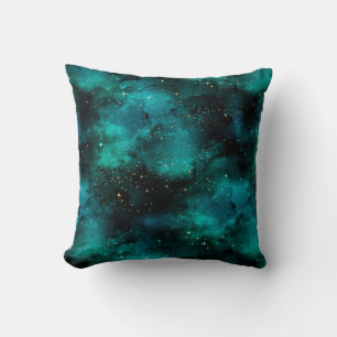 Teal Galaxy Series Design 1   Throw Pillow