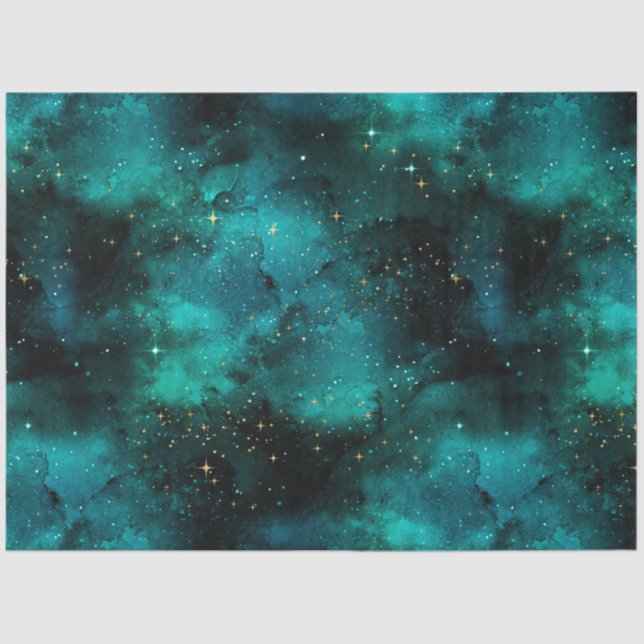 Teal Galaxy Series Design 1 Tissue Paper (Front)