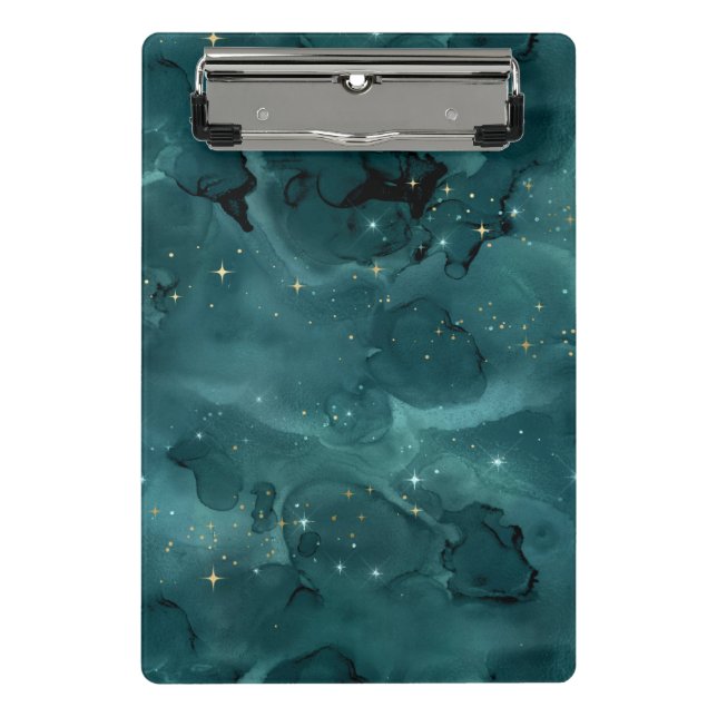 Teal Galaxy Series Design 2 Mini Clipboard (Front)