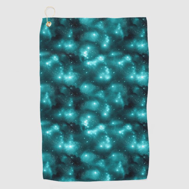 Teal Galaxy Series Design 3  Golf Towel (Front)