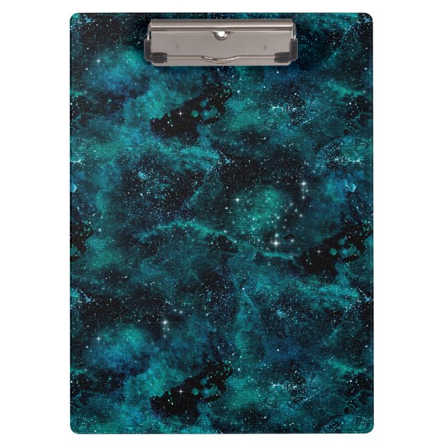 Teal Galaxy Series Design 4 Clipboard (Front)