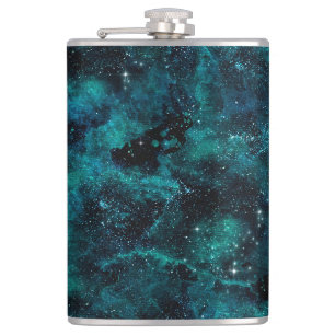 Teal Galaxy Series Design 4 Hip Flask