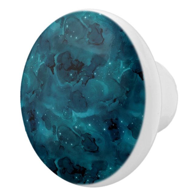 Teal Galaxy Series Design 5  Ceramic Knob (Right)