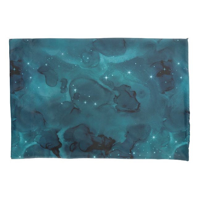 Teal Galaxy Series Design 5 Pillowcase (Front-Left)
