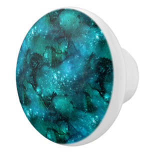 Teal Galaxy Series Design 6  Ceramic Knob