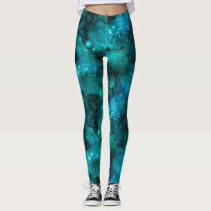 Teal Galaxy Series Design 6  Leggings
