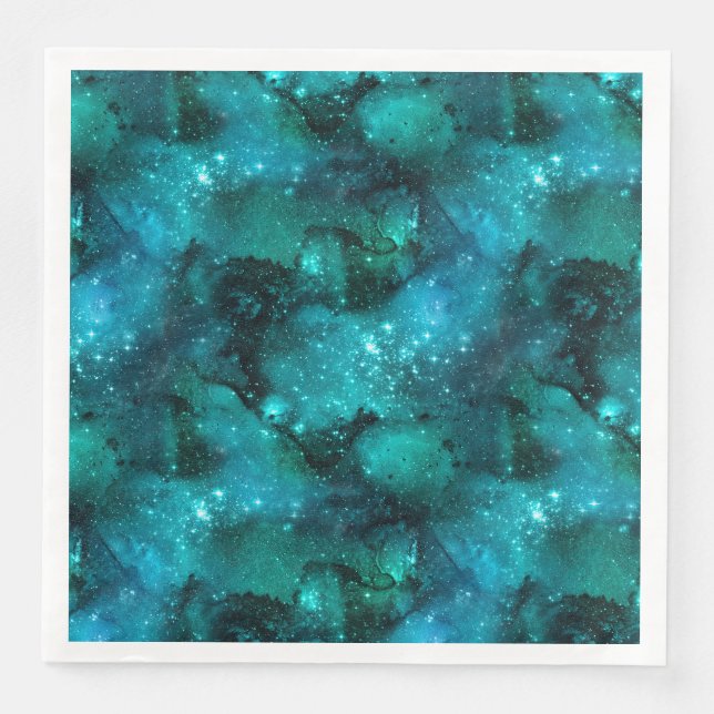 Teal Galaxy Series Design 6  Napkin (Front)