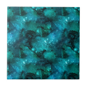 Teal Galaxy Series Design 6   Tile