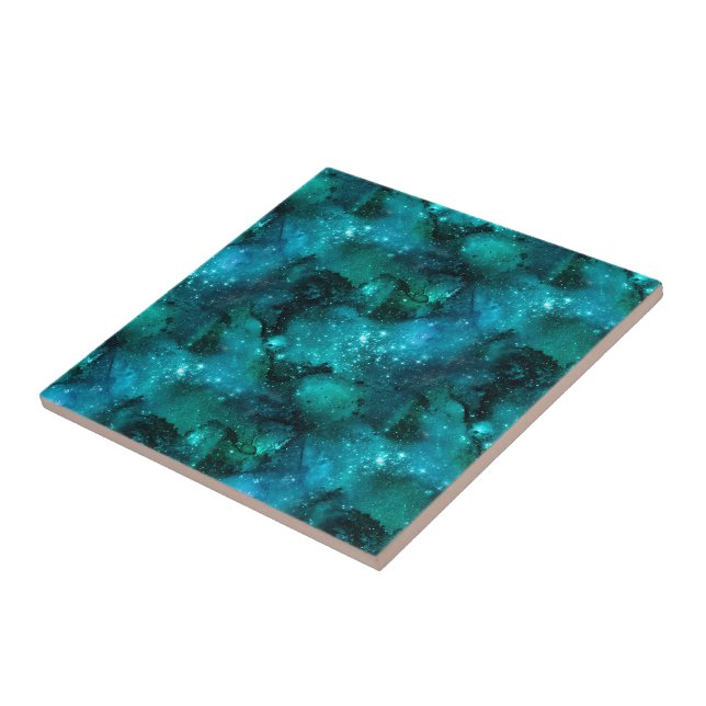 Teal Galaxy Series Design 6  Tile (Side)