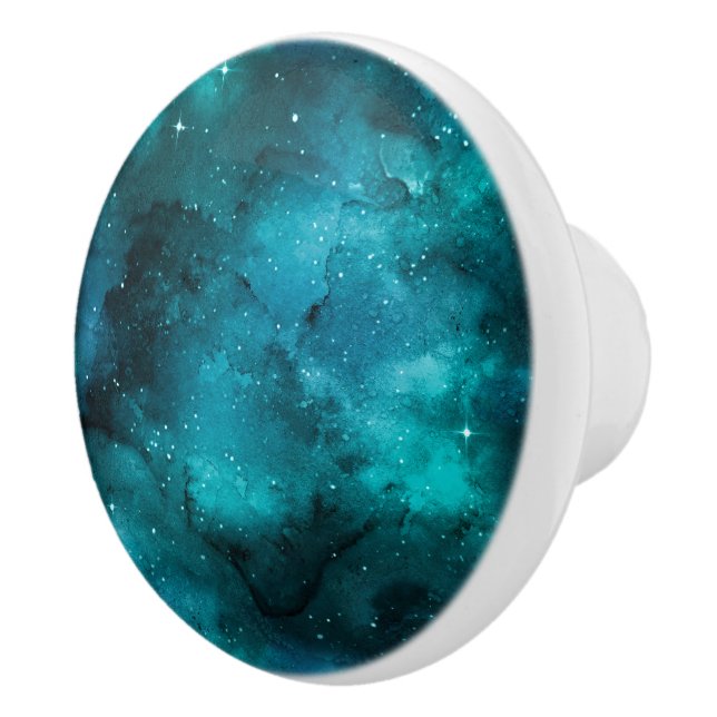 Teal Galaxy Series Design 7  Ceramic Knob (Right)