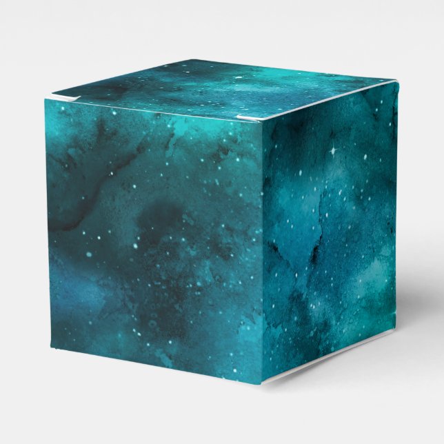 Teal Galaxy Series Design 7 Favor Box (Front Side)