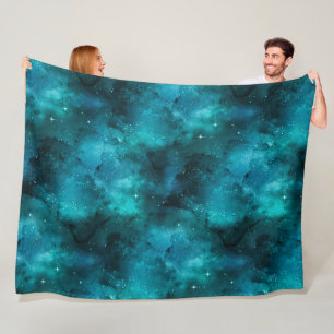 Teal Galaxy Series Design 7  Fleece Blanket