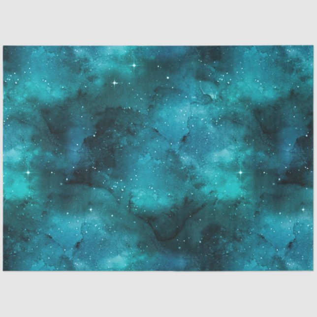 Teal Galaxy Series Design 7 Tissue Paper (Front)