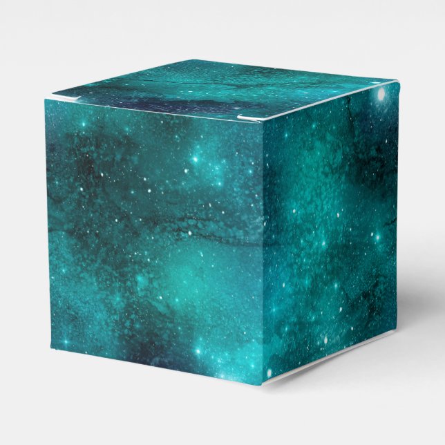 Teal Galaxy Series Design 8  Favor Box (Front Side)