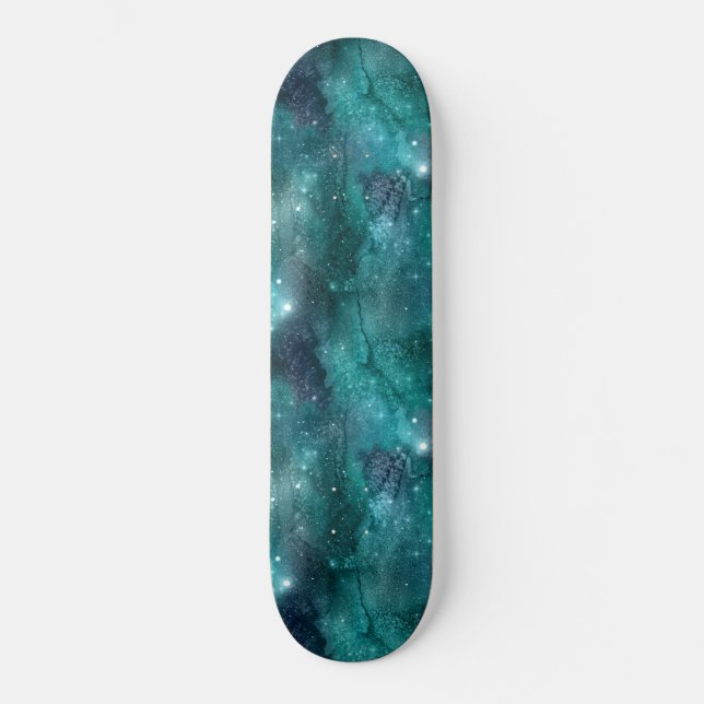 Teal Galaxy Series Design 8 Skateboard (Front)