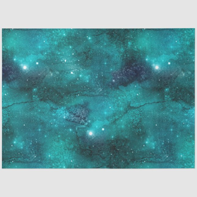 Teal Galaxy Series Design 8 Tissue Paper (Front)