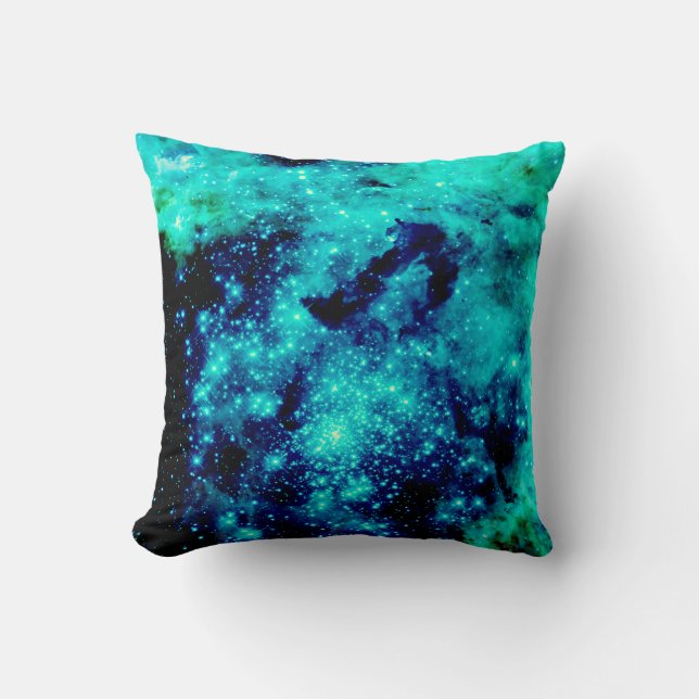 Teal Galaxy Throw Pillow (Front)