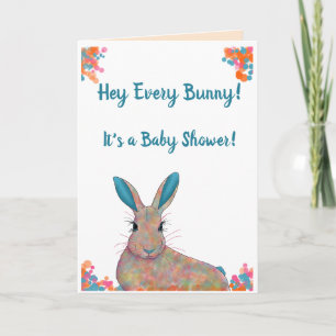  Teal Gender Neutral Bunny Baby Shower Invitation