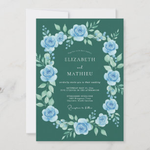 Teal Gentle Blossom Wedding Invitation