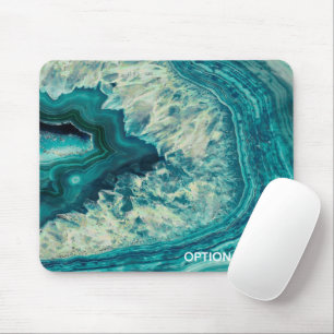 Teal Geode Agate Crystal Custom Text Mouse Pad