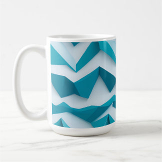 Teal Geometric Chevron 3D Pattern Coffee Mug