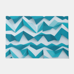 Teal Geometric Chevron 3D Pattern Doormat