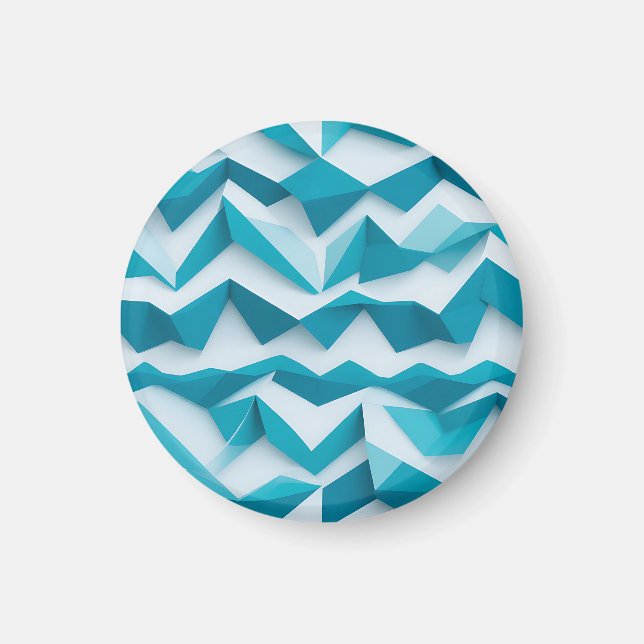 Teal Geometric Chevron 3D Pattern Magnet (Front)