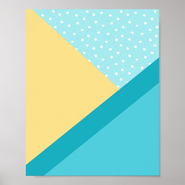 Teal Geometric Daylight Modern Colorblock Art Poster (Front)