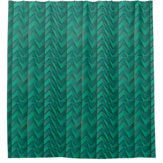 Teal Geometric Decorative Shower Curtain (Front)