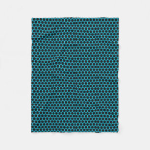 Teal Geometric Honeycomb Pattern Fleece Blanket