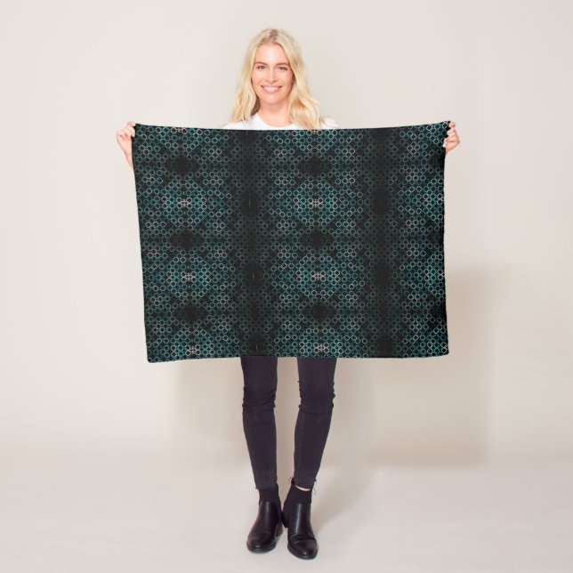 Teal Geometric Lace Art Blanket (In Situ)