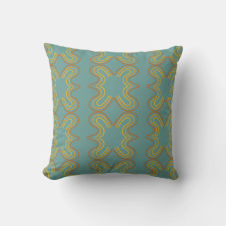 Teal geometric line pattern throw pillow