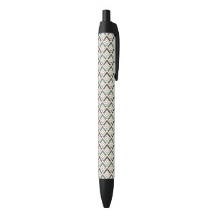 Teal Geometric Pattern Black Ink Pen