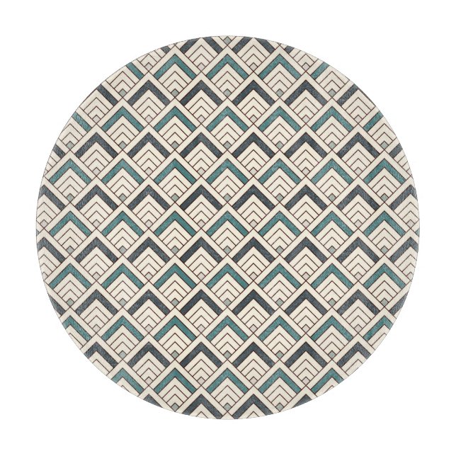 Teal Geometric Pattern Cutting Board (Front)