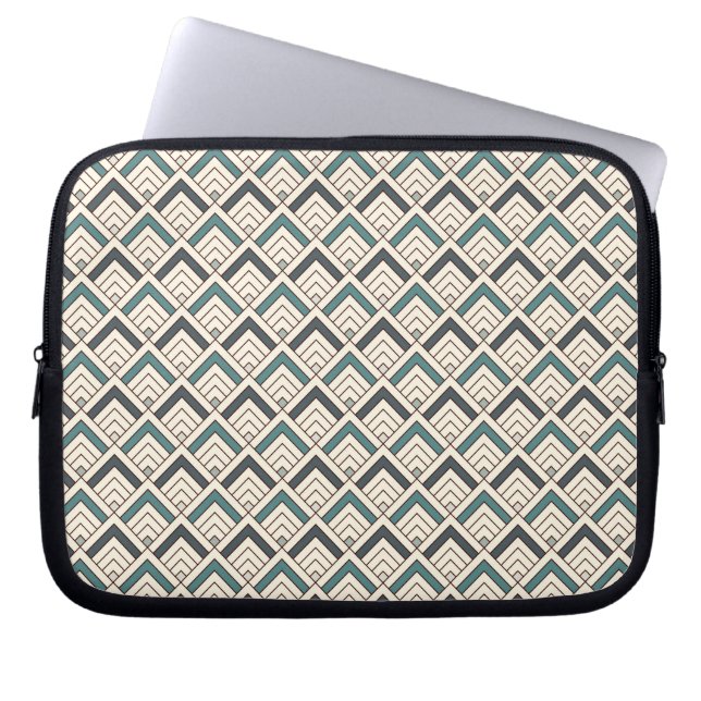 Teal Geometric Pattern Laptop Sleeve (Front)