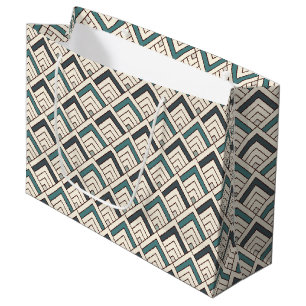 Teal Geometric Pattern Large Gift Bag