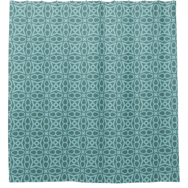 Teal Geometric Pattern Shower Curtain (Front)