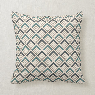 Teal Geometric Pattern Throw Pillow