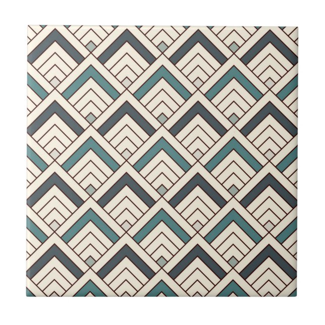 Teal Geometric Pattern Tile (Front)