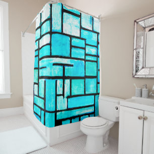 Teal Geometric Square Painting 