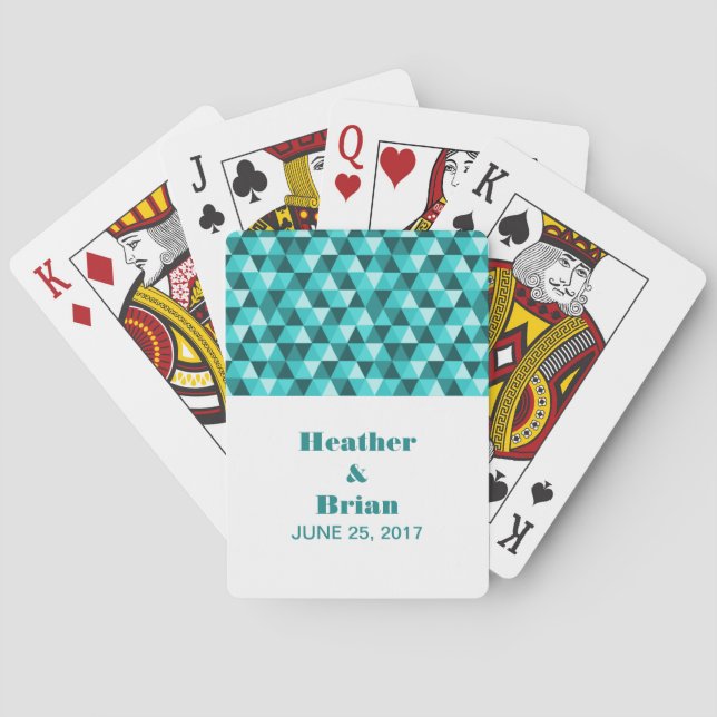 Teal Geometric Triangles Playing Cards (Back)