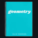 Teal Geometry Personalized Math Graph Paper Notebook<br><div class="desc">A cute,  trendy notebook to take to geometry class or for homework with a simple,  minimalist cover in teal turquoise blue and space for the school subject and your name to be personalized.</div>